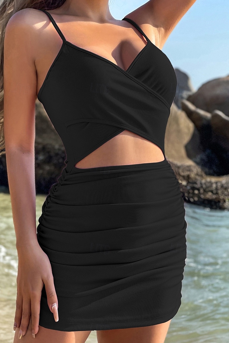 Per donna Mini Abito Abito Bianco Abito da laurea Abito Sottoveste Moda All'aperto Compleanno Laurea Vestibilità regolare Semplice Senza Maniche Spalline sottili Nero Bianco Rosa Blu Reale Estate del 2025 a $29.99 –P14