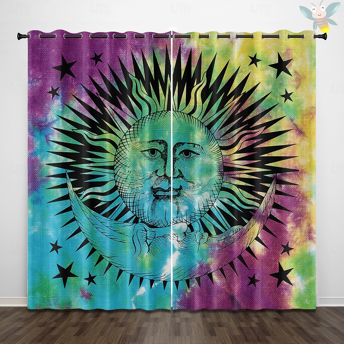 RETRO ABSTRAKTI MANDALA AURINKO JA KUU ISOLAHKOTOULOS ULKOBALCONI KESKUSTELUTILA OLOHUONE KOTIKORISTUS 2-KOSKETUS 3D DIGITAALINEN PRINTTAUS REIKÄTUNNUSVERHO 2025 - $30.99 –P9
