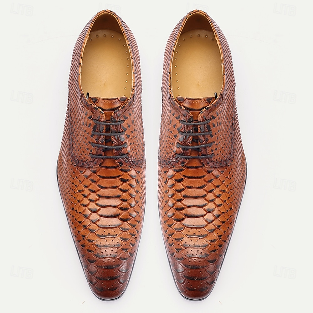 Elegante Oxford-Schnürschuhe aus Pythonleder für Herren – perfekt für Kentucky Derby und formelle Anlässe 2026 - $99.99 –P4