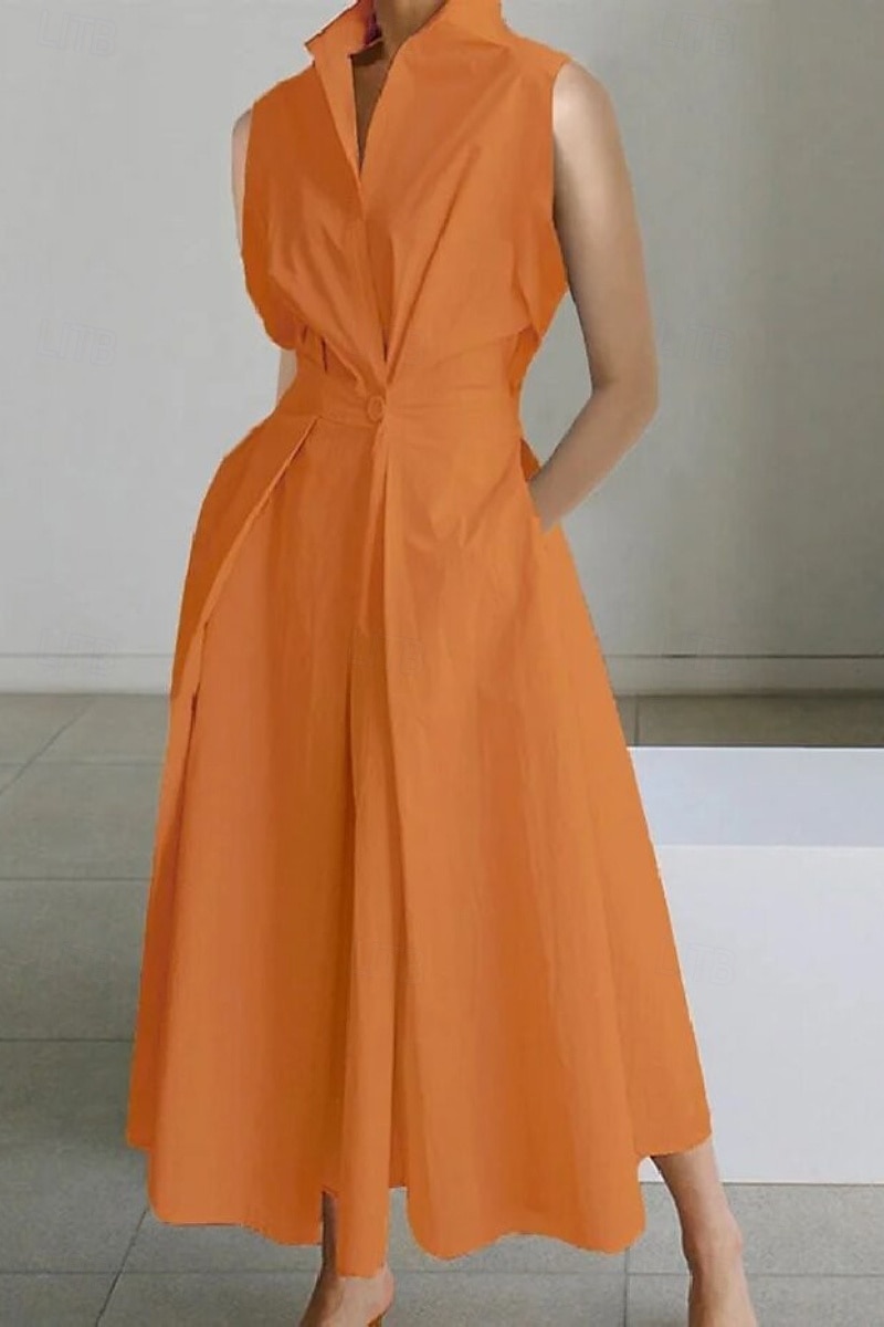 Damen Midikleid Weißes Kleid Trompeten- Meerjungfrauenkleid Kleid drucken Modisch Tee-Party Ausgehen Wochenende Regular Fit Glatt Blume Ärmellos V Ausschnitt Weiß Sahne Orange Aprikose Sommer 2025 - $26.99 –P3
