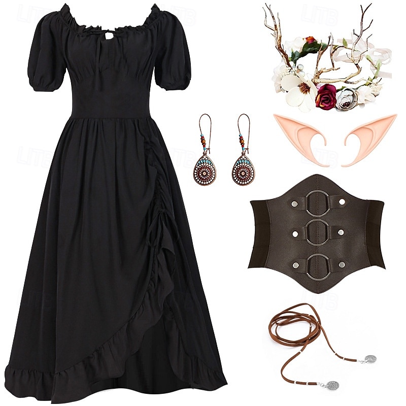 Retro Vintage Mittelalterlich Renaissance Kleid Zubehörset Ren Faire Wikinger Elfen Damen Halloween Karneval Maskerade LARP Erwachsene Kleid Weitere Accessoires Ohrringe 2025 - €58.99 –P5