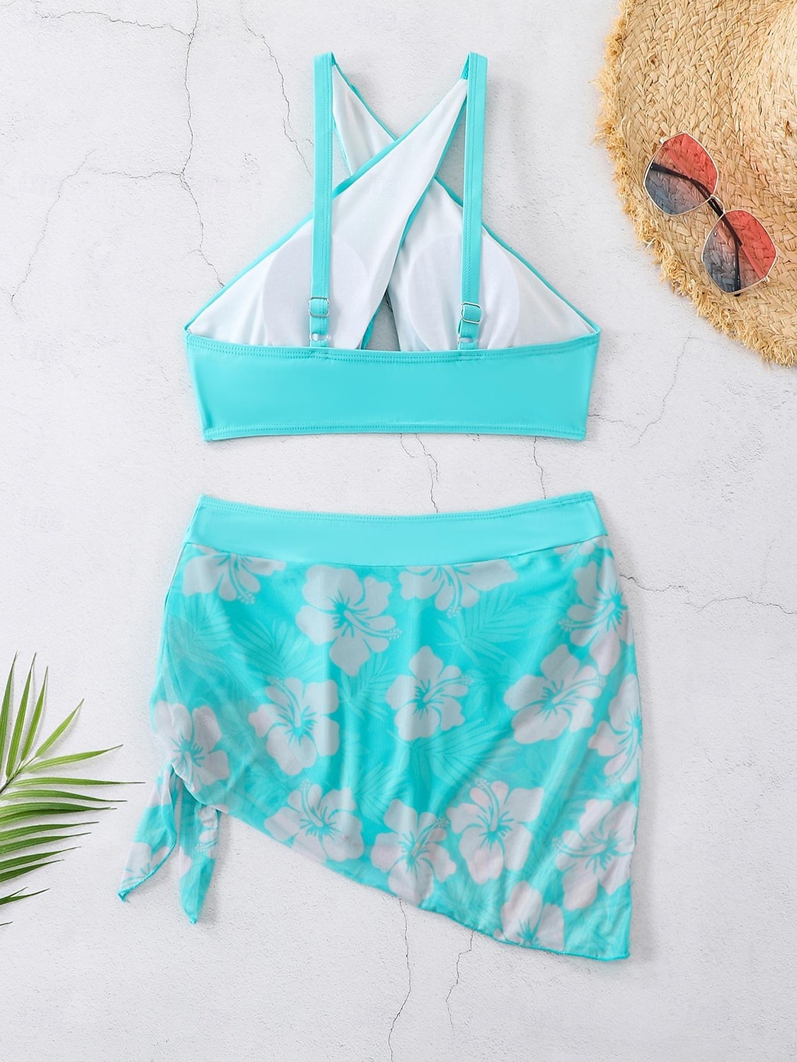 Női Fürdőruha Bikini 2 darab Merész Fürdőruha Push up Kötött Szabadság Tropikus Virágos Színes Kötőfék nyaka Ujjatlan Fürdőruhák 2025 - $24.99 –P8