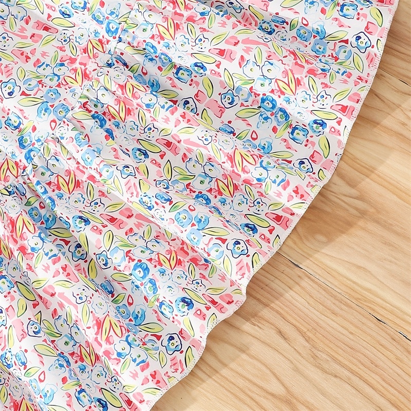 Enfants Fille Robe Fleuri Manche Courte Extérieur Occasionnel Mode Adorable 100% Coton Mi-long Robe Décontractée Robe trapèze Été 4 ans et + Rose Claire Rouge Bleu de 2025 ? $17.49 –P7