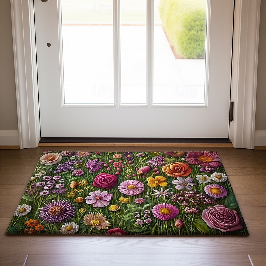 Blumen Fußmatte Küchenteppich Fußmatte Rutschfeste Teppiche Ölbeständiger Teppich Innen Außenmatte Schlafzimmer Dekor Badezimmermatte Eingangsmatte Frühling Sommer 2025 - $12.49 –P4