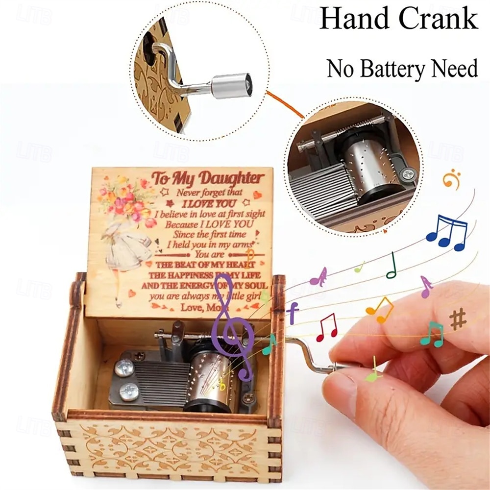 Houten Laser Gegraveerde 1PC Muziekdoos - Kleurrijke Muziekdoos Speelt You Are My Sunshine - Moeder Naar Dochter Cadeaus voor Verjaardag/Moederdag/Dankzegging Kerstcadeau 2026 - $9.99 –P3