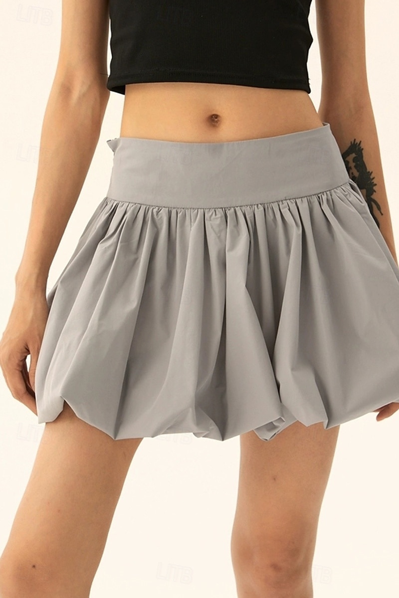 Dámské Sukně Minisukně Módní Mini Střední vzestup Sukně Bez vzoru Nabírané šaty Lehce elastické Dovolená ulice Černá Růžová Velbloudí Šedá Léto Polyester 2025 - $21.99 –P14