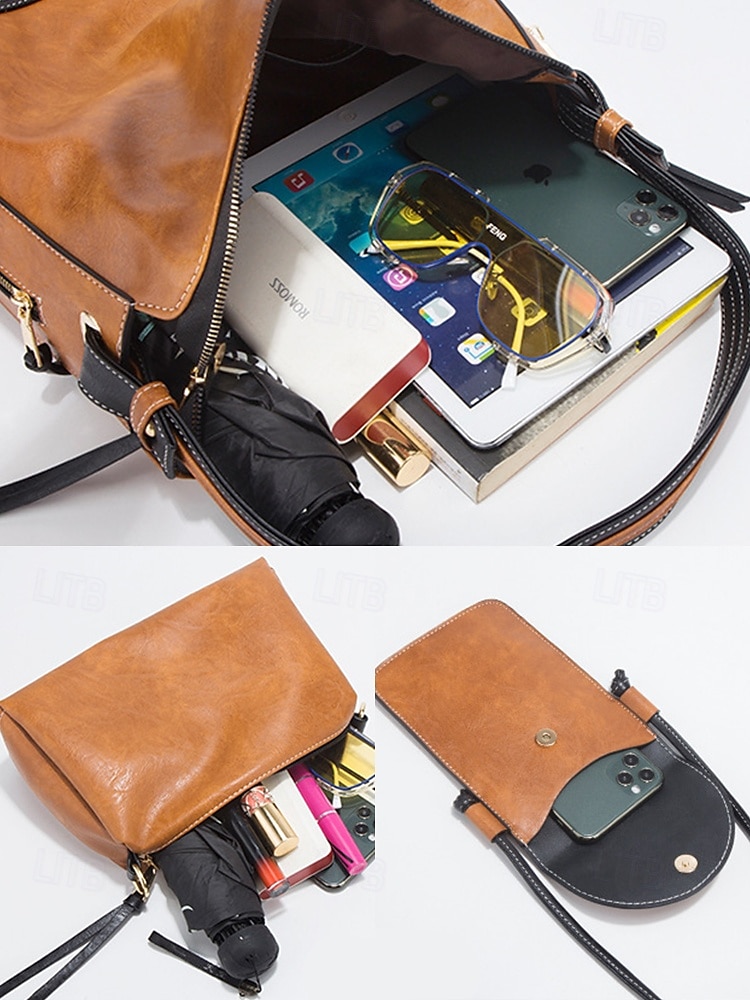 4-Piece Women's Handbag Set – Faux Leather Shoulder Bag, Crossbody Purse, Wallet & Clutch, Elegant Casual Tote for Work, Travel & Daily Use 2025 - $46.99 –P7