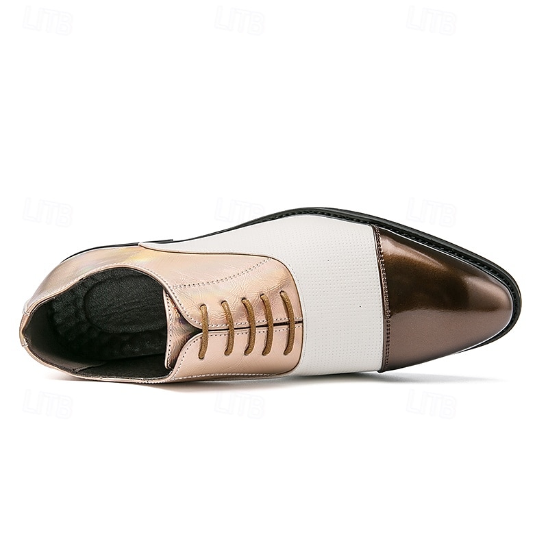 chaussures habillées bicolores pour hommes en bronze et crème avec design à lacets, embout élégant pour des événements formels élégants de 2025 ? $42.99 –P4