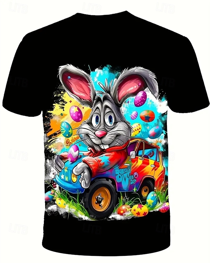 Para Meninos 3D Coelho Camisa Camiseta Manga Curta Verão Primavera Moda Básico Infantil 4-12 anos Gola Redonda Ao ar livre Casual Diário Normal de 2025 por $11.99 -P8