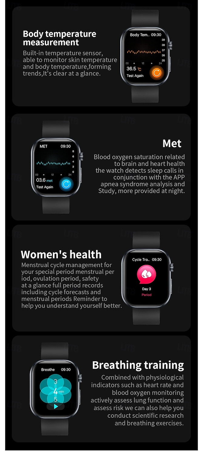 iMosi ET587 Smart Watch 1.96 inch Smartwatch Fitness Running Watch Bluetooth ECG+PPG Temperature Monitoring Pedometer Compatible with Android iOS Women Men Hands-Free Calls Waterproof Media Control 2025 - $72.99 –P15