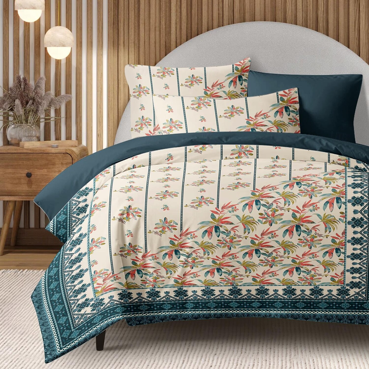 Capa de Edredom de Palmeira Tamanho Casal Conjunto de Cama em Algodão Conjuntos de Cama Capa de Colcha Macia Leve Capa de Colcha com 2 Cases de Travesseiro para Verão Primavera Azul Vermelho de 2025 por $60.99 –P1