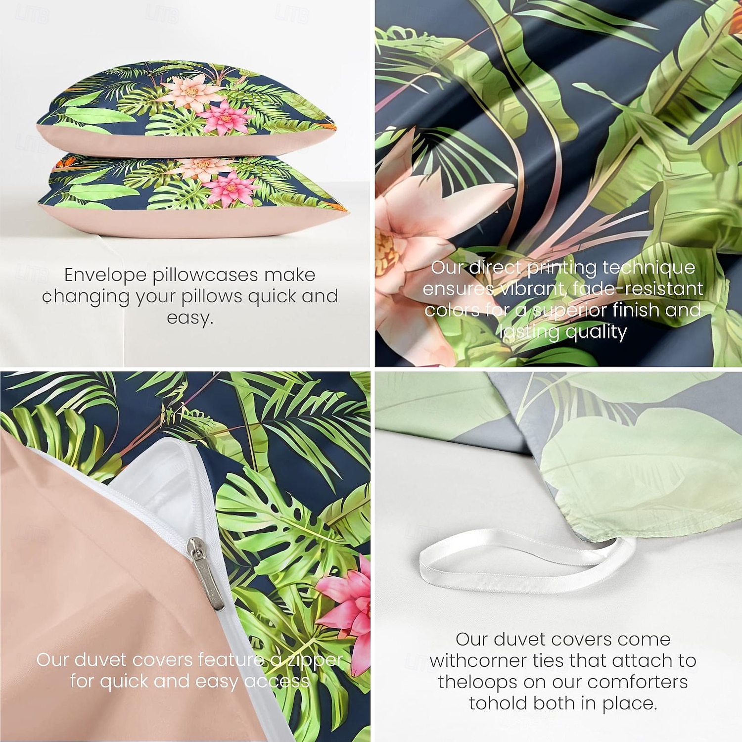 Conjunto de Capa de Edredom Floral 100% Algodão Suave e Respirável com Flores Tropicais Capa de Edredom Leve e Durável Confortável para Todas as Estações Fácil de Cuidar de 2025 por $60.99 –P3