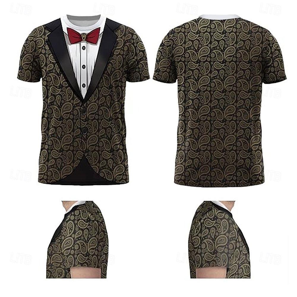 Homens Smoking Ocasiões Especiais Camiseta Manga Curta Camiseta Impressão 3D Gola Redonda Camisa Exagerado Designer Festa Feriado Bandagem Cinzento Verão Primavera Roupa S M L XL XXL XXXL de 2026 por $17.99 –P3