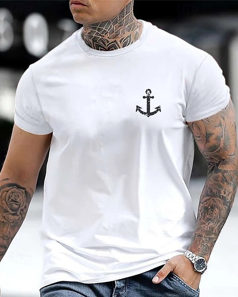 Herren T-Shirt Kurzarmshirt Kurzarm Rundhalsausschnitt Frühling & Herbst Buchstabendruck Mode Designer Druck Urlaub Straße Ausgehen Dunkelgrau Weiß Schwarz Top T-Shirt für Herren 2025 - $15.99 –P4
