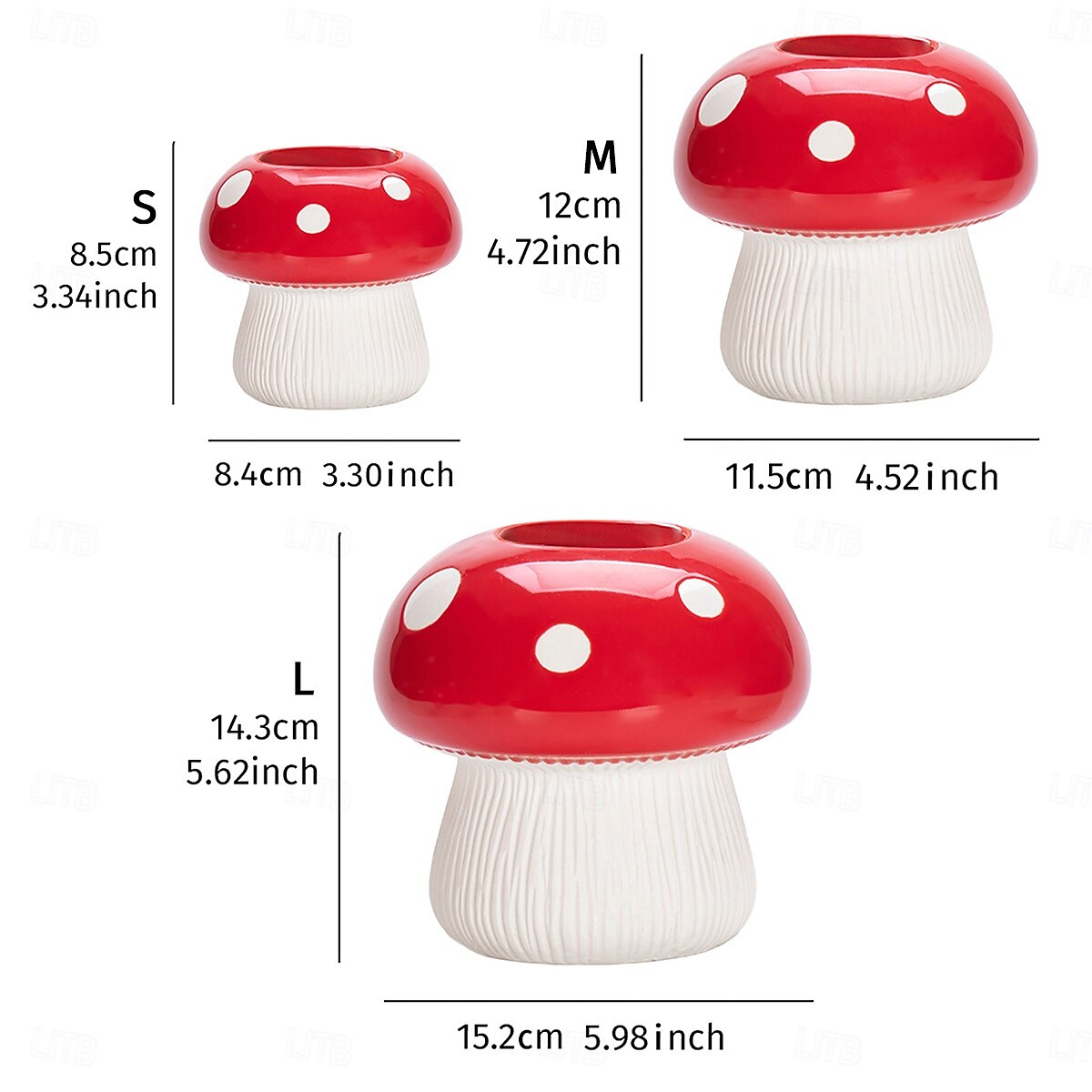 Red Mushroom Shaped Flower Vase with White Dots, Colorful Resin Tabletop Planter, Decorative Hydroponic Vase for Home, Hotel, and Restaurant Decor 2025 - $10.49 –P2