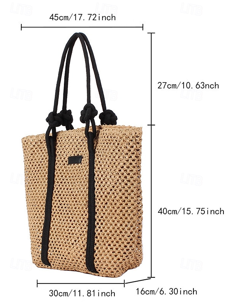 Women's Handmade Straw Tote Bag – Bohemian Woven Beach Handbag with Wooden Beaded Handles, Summer Vacation Shoulder Bag for Travel, Shopping & Casual Outings 2026 - $24.99 –P10