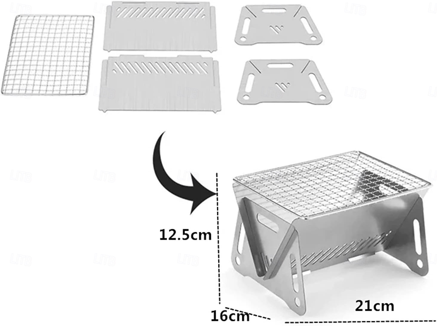 Barbecue pliant au charbon de bois, trous de ventilation faciles à installer en acier inoxydable, gril pliable pour les fêtes de 2025 ? GBP £10 –P1