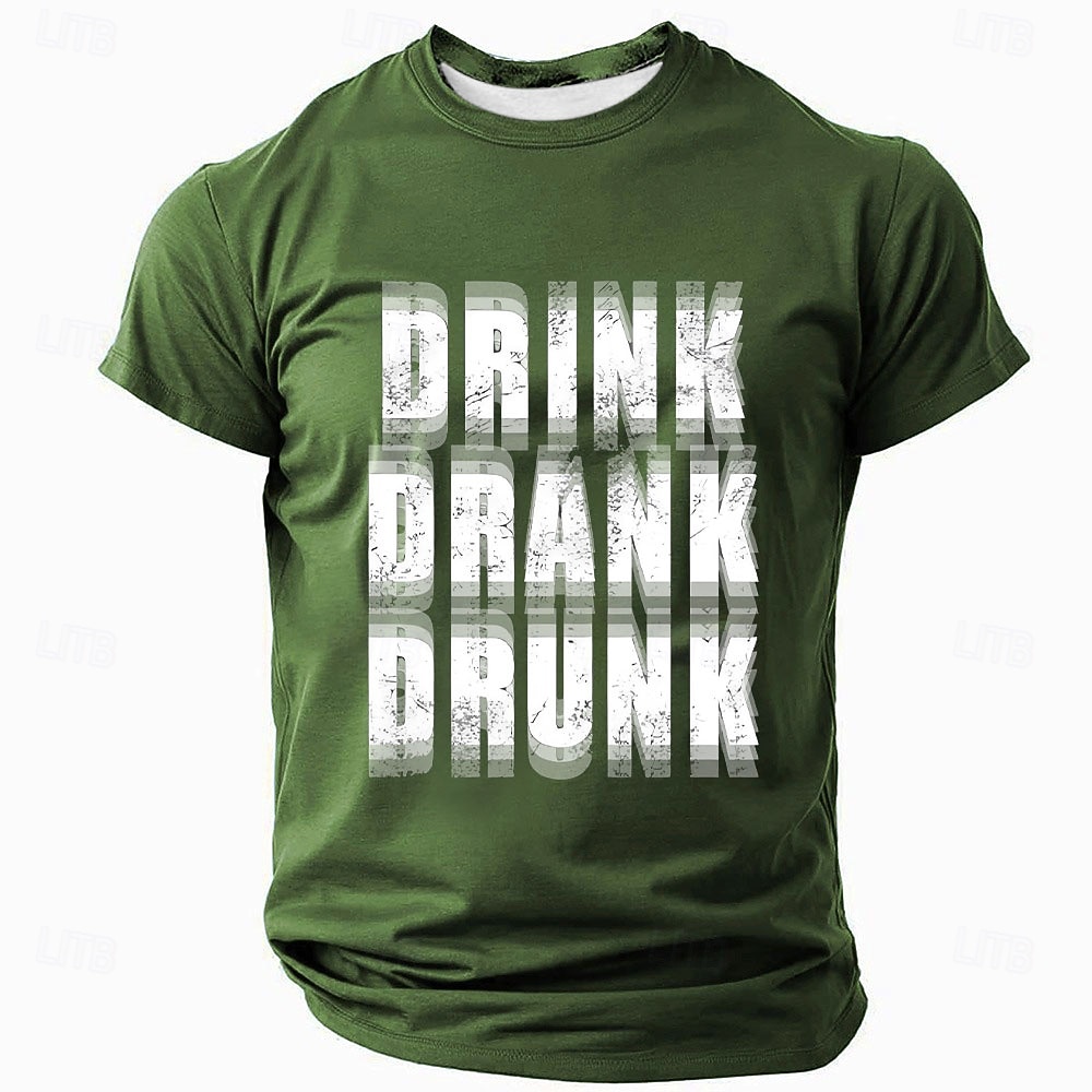Maglietta da Uomo Grafica Divertente 'Drink Drank Drunk' Stile di Vita Alcolico a Maniche Corte del 2026 a $19.49 –P1