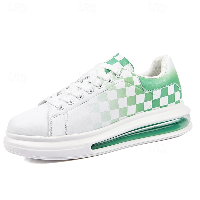 Baskets tendance à carreaux blancs et verts pour hommes avec semelle coussinée - chaussures décontractées élégantes pour le printemps et l'été de 2025 ? $34.99 –P2