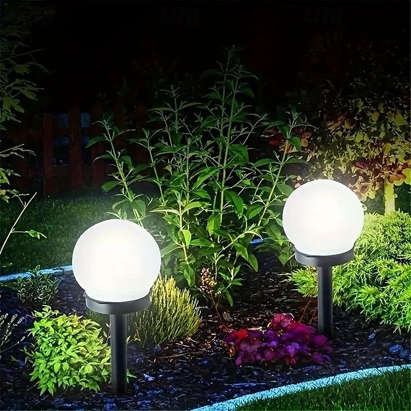 3 יחידות led סולרי מסלול אורות כדור חיצוני עמיד למים אור דשא לד מתאים לגן פארק ותאורת מסלול חיצוני מנורת לילה סולארית 2025 - $21.99 –P4