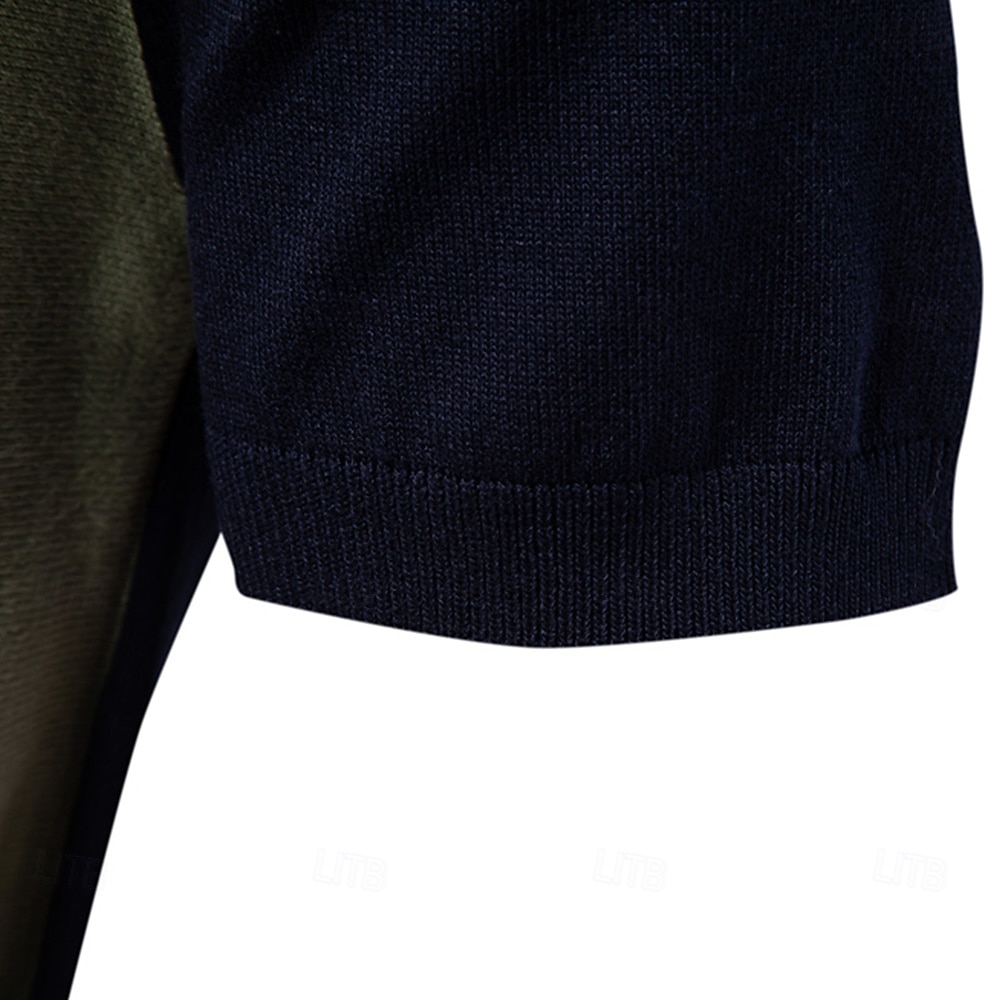 Men's Polo Knit Polo Sweater Formal Work Turndown Short Sleeve Striped Vertical Stripes Stripe Buttons Spring Black Khaki Polo 2026 - $29.99 –P3