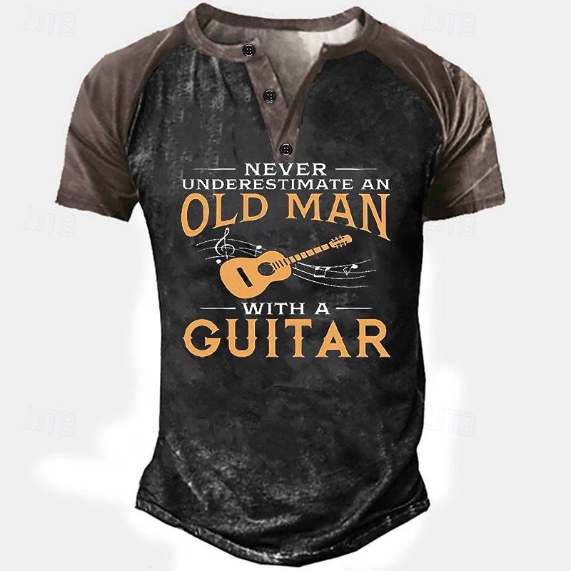 Férfi Póló Henley ing Pólók Grafika Színes Gitár Henley Ruházat 3D nyomtatás Hétköznapi Napi Rövid ujjú Gomb lefelé Nyomtatott Sportok Divat Stílusos Szüret 2025 - $24.99 –P5