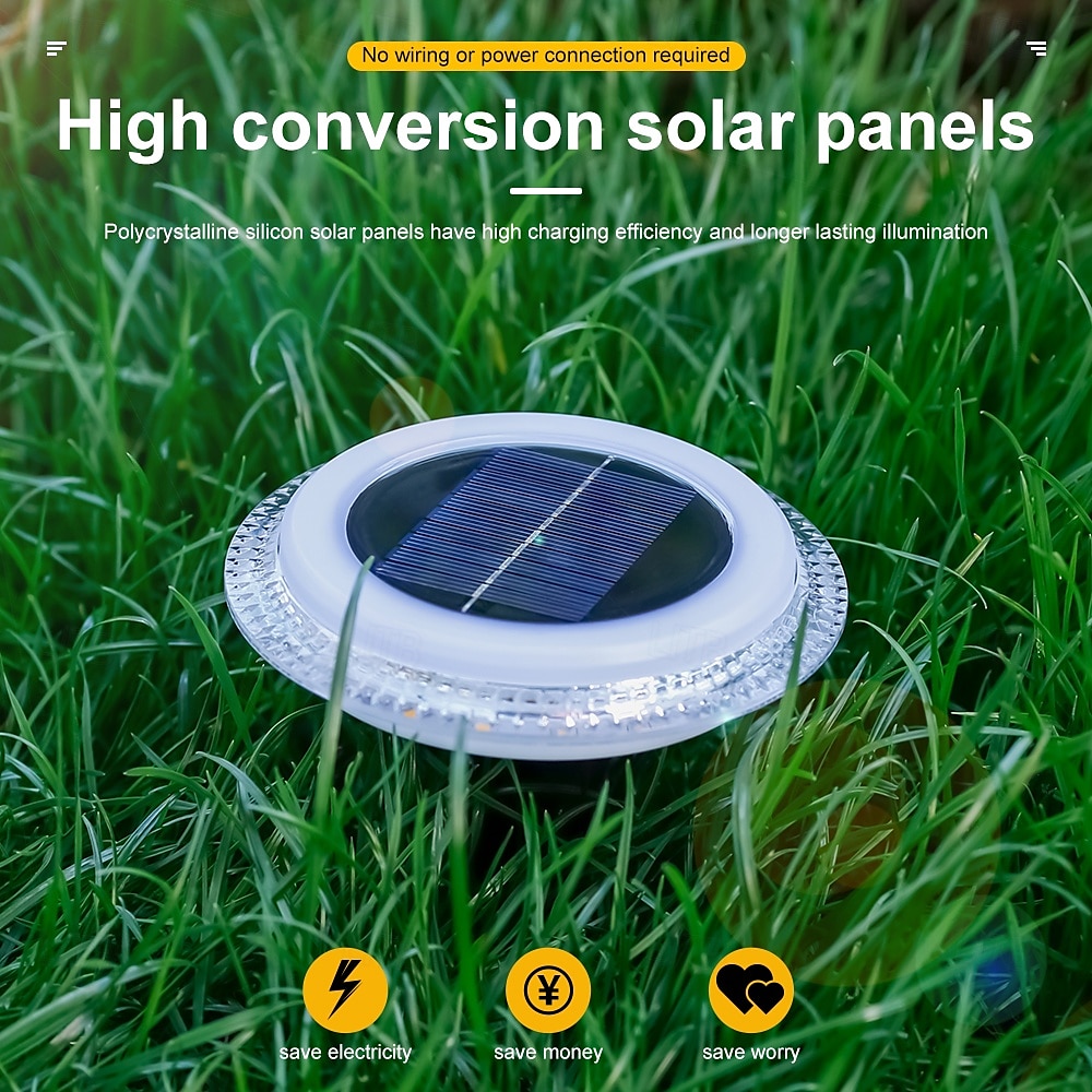 4 шт. светодиодных уличных светильника на солнечных батареях, наземные светильники, точечные светильники для ландшафтного освещения, 16 светодиодов, солнечные дисковые светильники для сада, подземные 2026 - $40.99 –P7