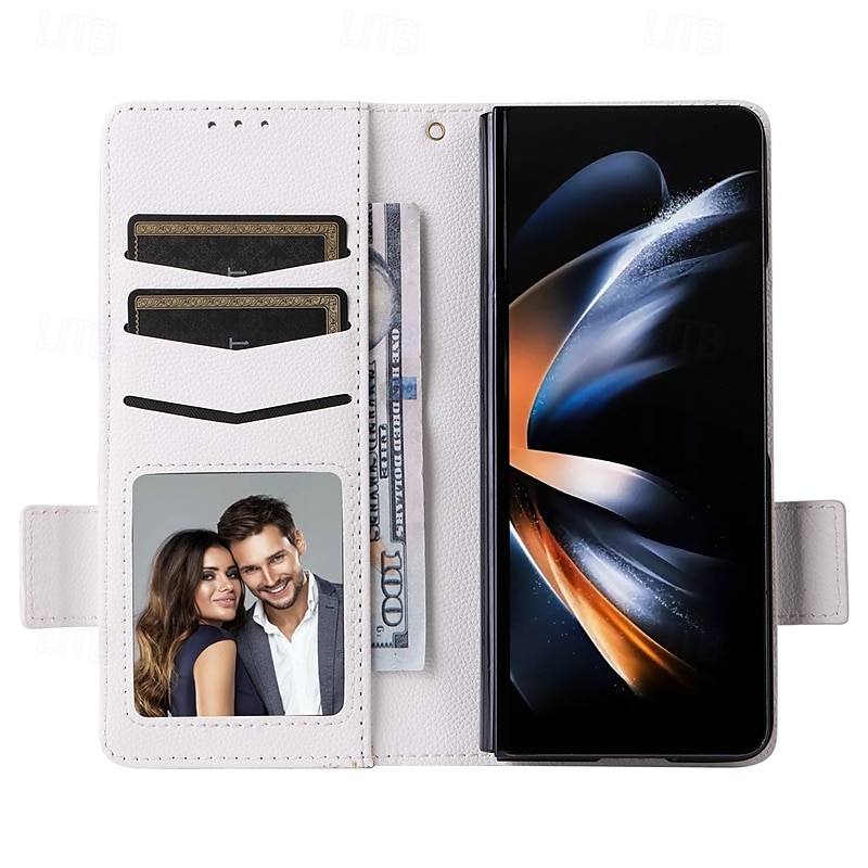 טלפון מגן עבור סמסונג גלקסי קיפול Z 6 Z Fold 5 Z Fold 4 Z Fold 3 Z Fold 2 כיסוי אחורי עם מעמד עם רצועת יד חריץ לכרטיס רטרו TPU עור PU 2025 - $19.99 –P1