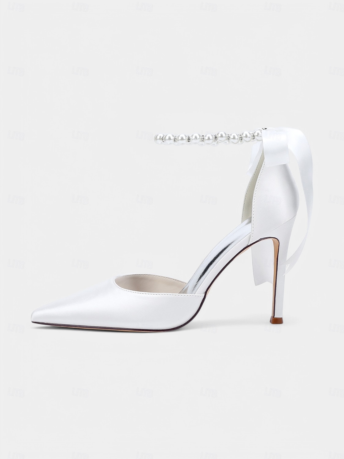 Women's Champagne Satin Wedding Heels with Pearl Ankle Strap - Elegant Bridal & Cocktail Stiletto Pumps 2025 - $59.99 –P2