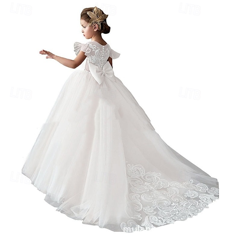 Kinder Mädchen Blumenmädchenkleid Partykleid Einfarbig Ärmellos Leistung Netz Prinzessin Süß Netzstoff Knöchellang Etui-Kleid Tüllkleid Sommer Frühling Herbst Kinder Weiß Elfenbein Orange 2025 - $73.99 –P6