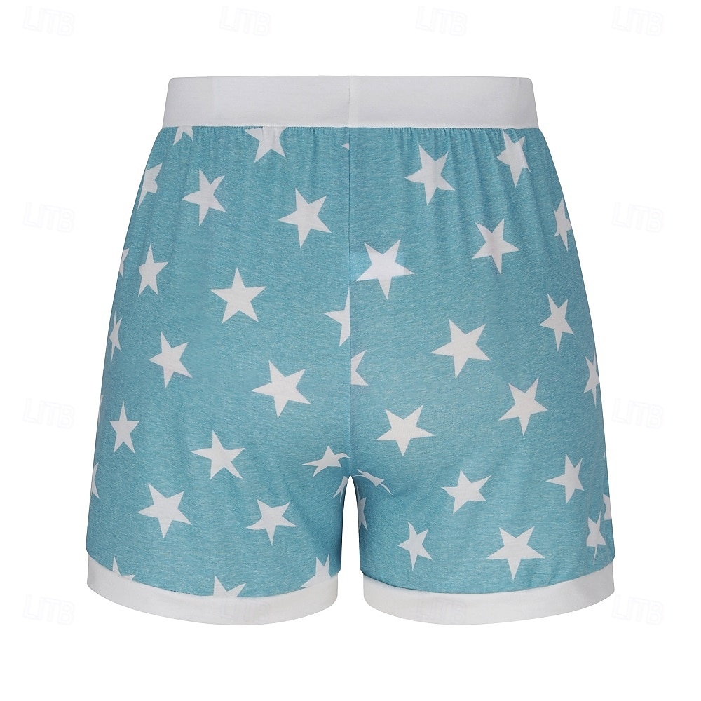 Women's EU / US Size Bermuda shorts Pajamas Track Pants Baggy Shorts Athleisure Athletic Short Medium Waist Star Pocket Printing Basic Outdoor Comfortable Sports Micro-elastic Casual Sports claret 2026 - $20.99 –P14