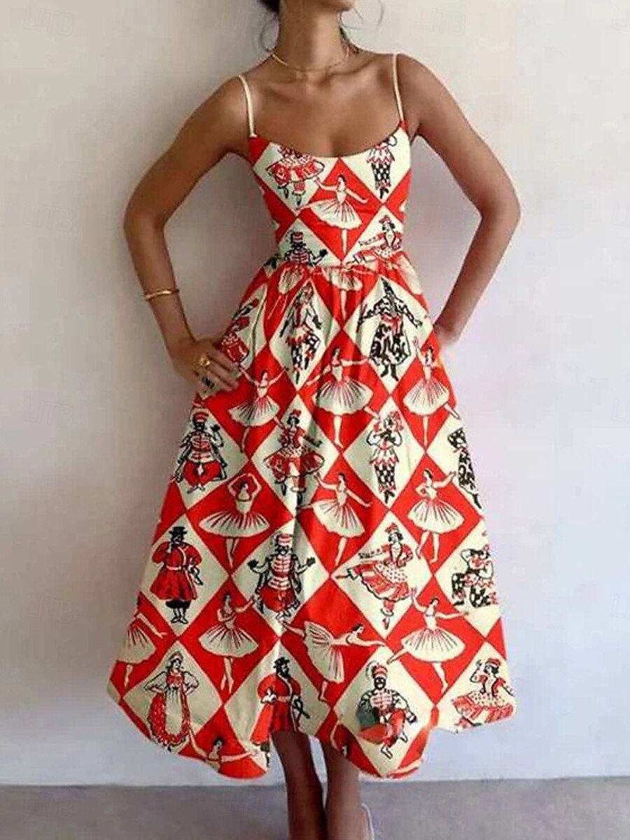 Women's Midi Dress Cami Dress Boho Wedding Guest Dress Elegant