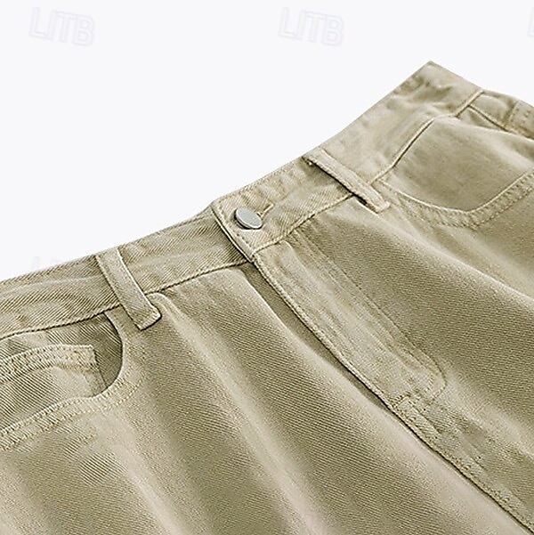 Homme Pantalon chino Boutons Avec Poches Jambe Droite Couleur Unie Longueur complète Extérieur Vacances Occasionnel Élégant Vacances Kaki clair Noir Micro-Élastique de 2025 ? $39.99 –P6