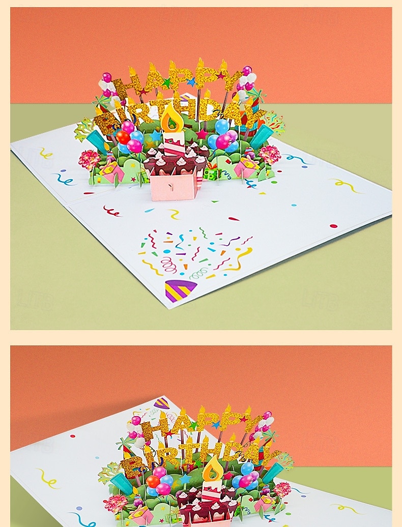 Carte de vœux 3D pour fête d'anniversaire, carte de vœux dépliable en papier sculpté fait main, joyeux anniversaire de 2025 ? $9.99 –P1