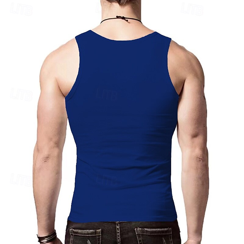 Homens Malha Íntima Top de colete Camiseta Interior camisa sem manga Sem Manga Gola Redonda Verão Tecido Moda Designer Básico Clássico Férias Rua Para Noite Preto Branco Vinho Top Tee para Homens de 2025 por $11.99 –P17