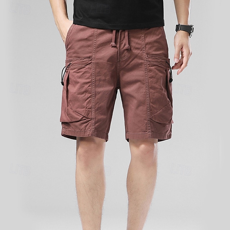 Homens Bermuda Cargo Calção Shorts de verão Com Cordão Cintura elástica Bolso multi Tecido Conforto Vestível Comprimento do joelho Ao ar livre Esporte Diário Moda Casual Preto Vinho de 2025 por $35.99 –P3
