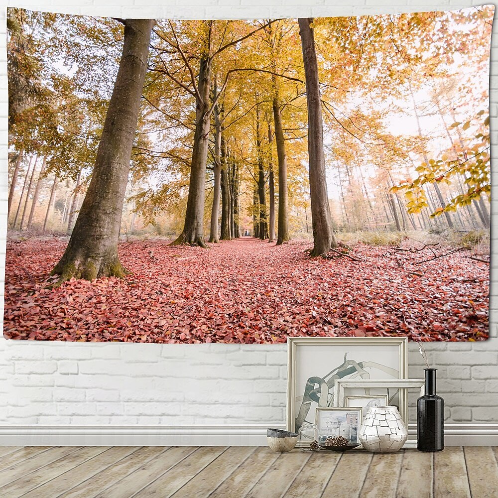 podzimní žlutá lesní scenérie závěsná tapiserie nástěnné umění velkoplošná tapiserie nástěnná malba dekorace fotografie pozadí koberec závěsy domácí ložnice dekorace obývacího pokoje 2026 - $15.99 –P3