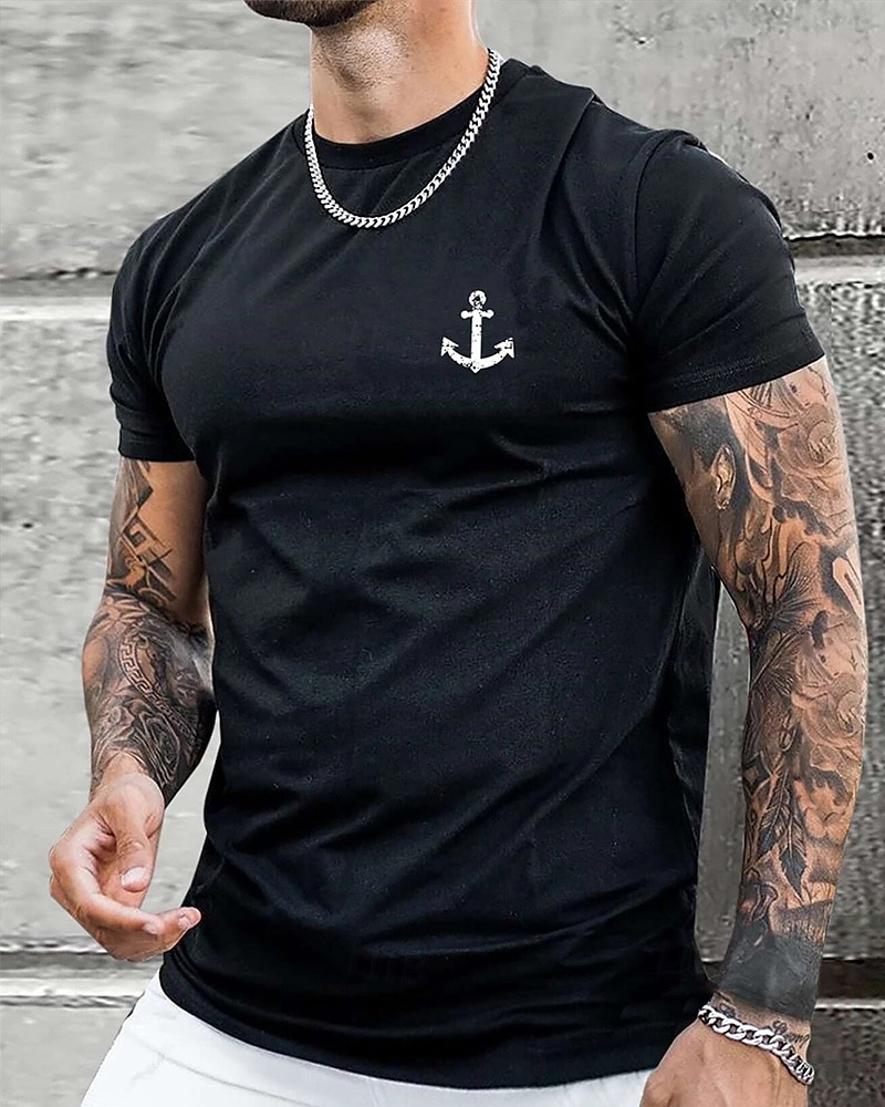 Herren T-Shirt Kurzarmshirt Kurzarm Rundhalsausschnitt Frühling & Herbst Buchstabendruck Mode Designer Druck Urlaub Straße Ausgehen Dunkelgrau Weiß Schwarz Top T-Shirt für Herren 2025 - $15.99 –P5