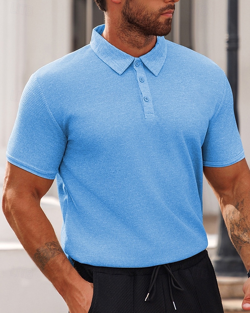 Herren Poloshirts zum Suchbegriff: "Waffel" Golfhemd Arbeit Casual Kargen Kurzarm Basic Modern Glatt Knopf Sommer Frühling Regular Fit Schwarz Weiß Gelb Rote Hellgrau Hellblau Poloshirts zum 2025 - $16.49 –P3