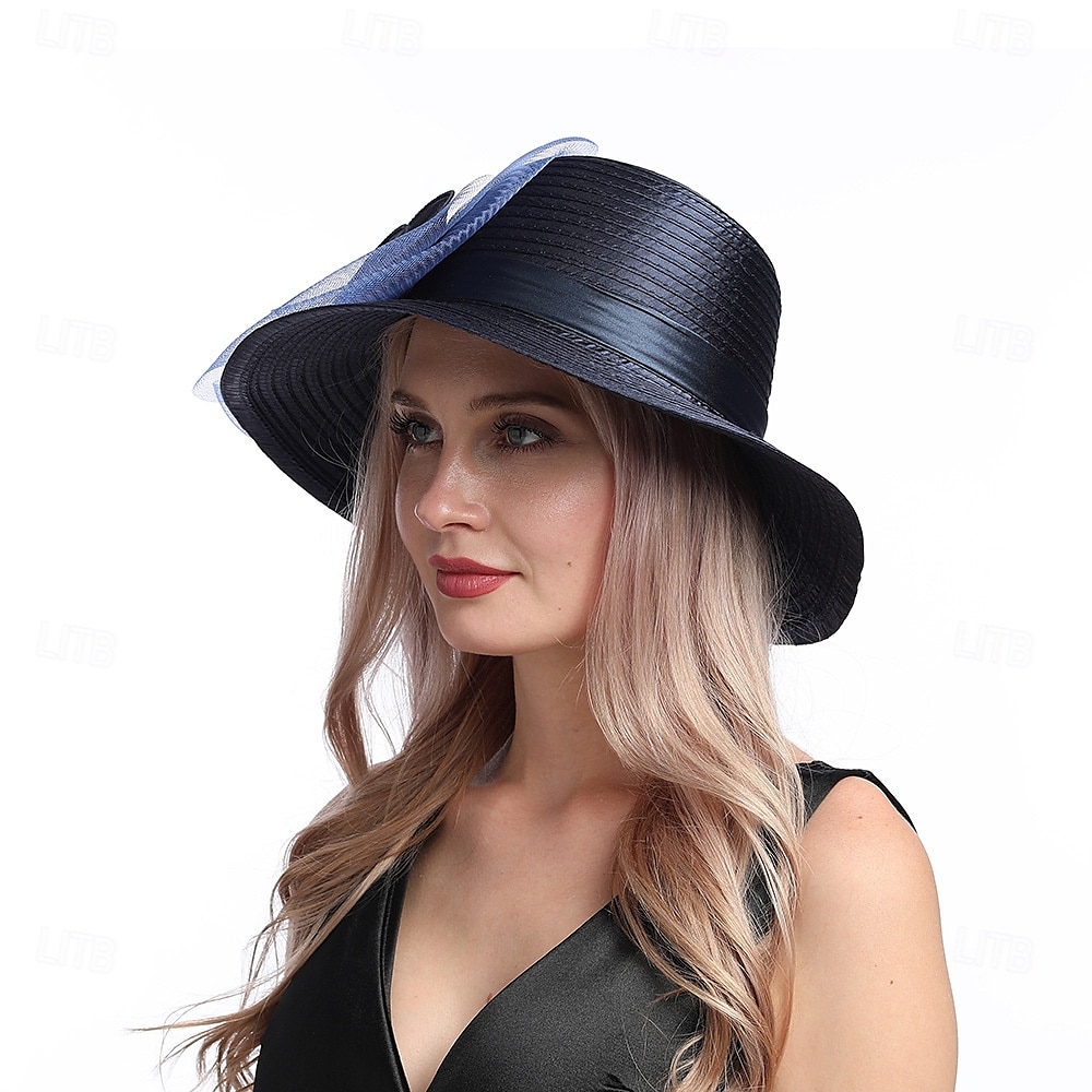 Hatter Organza Solhatt Ferie Te Fest Hesteveddeløp Cocktail Elegant Vintage Søt Med Blomster Hodepryd Hodeplagg 2025 - $31.99 –P21