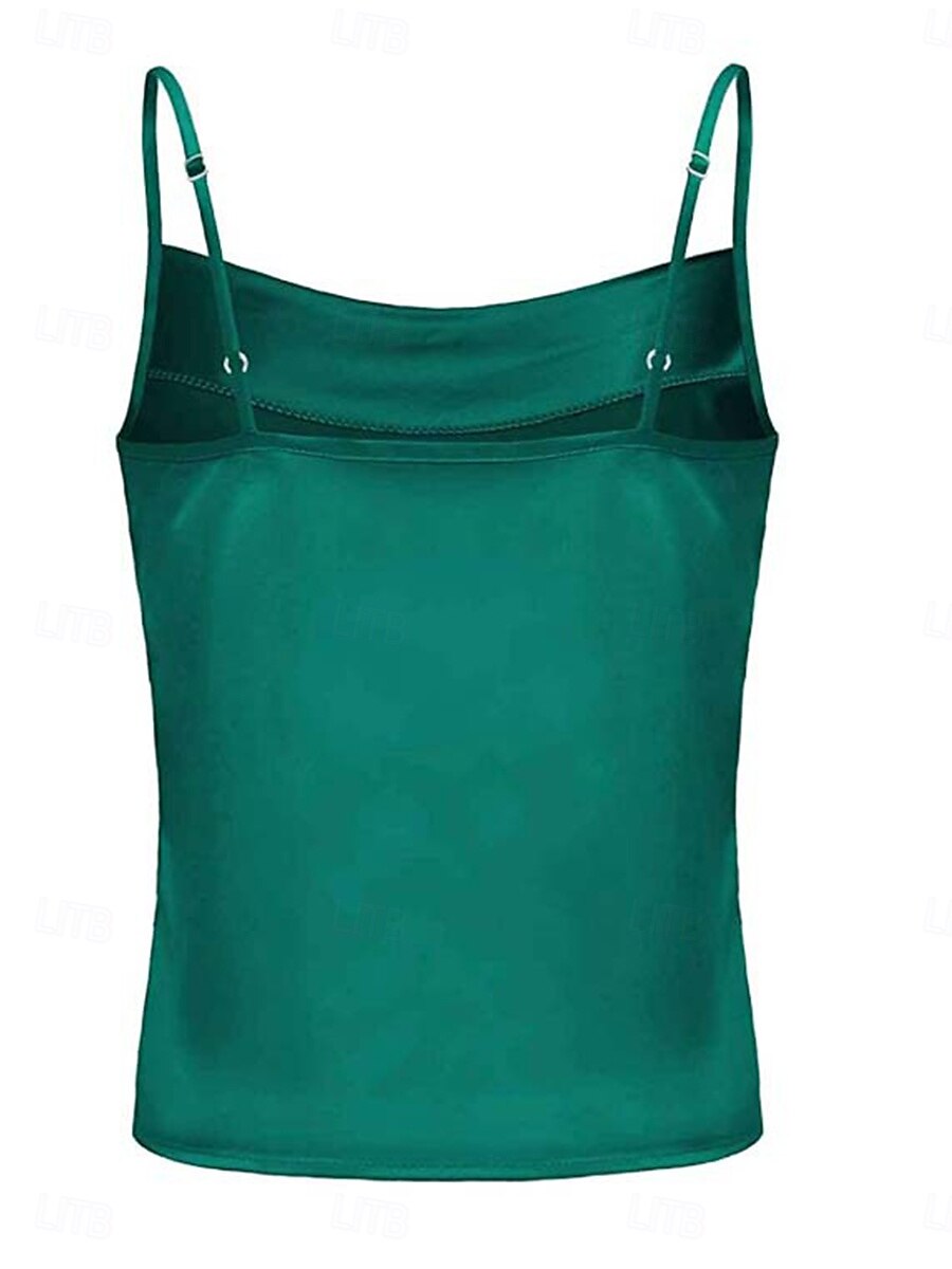 Damen Camisole-Tanktop Feste Farbe Brautkleider schlicht Ärmellos V Ausschnitt Normale Oberteile Täglich Knopf Tasche Schwarz Weiß Wein Grün Sommer Frühling 2025 - $14.99 –P6