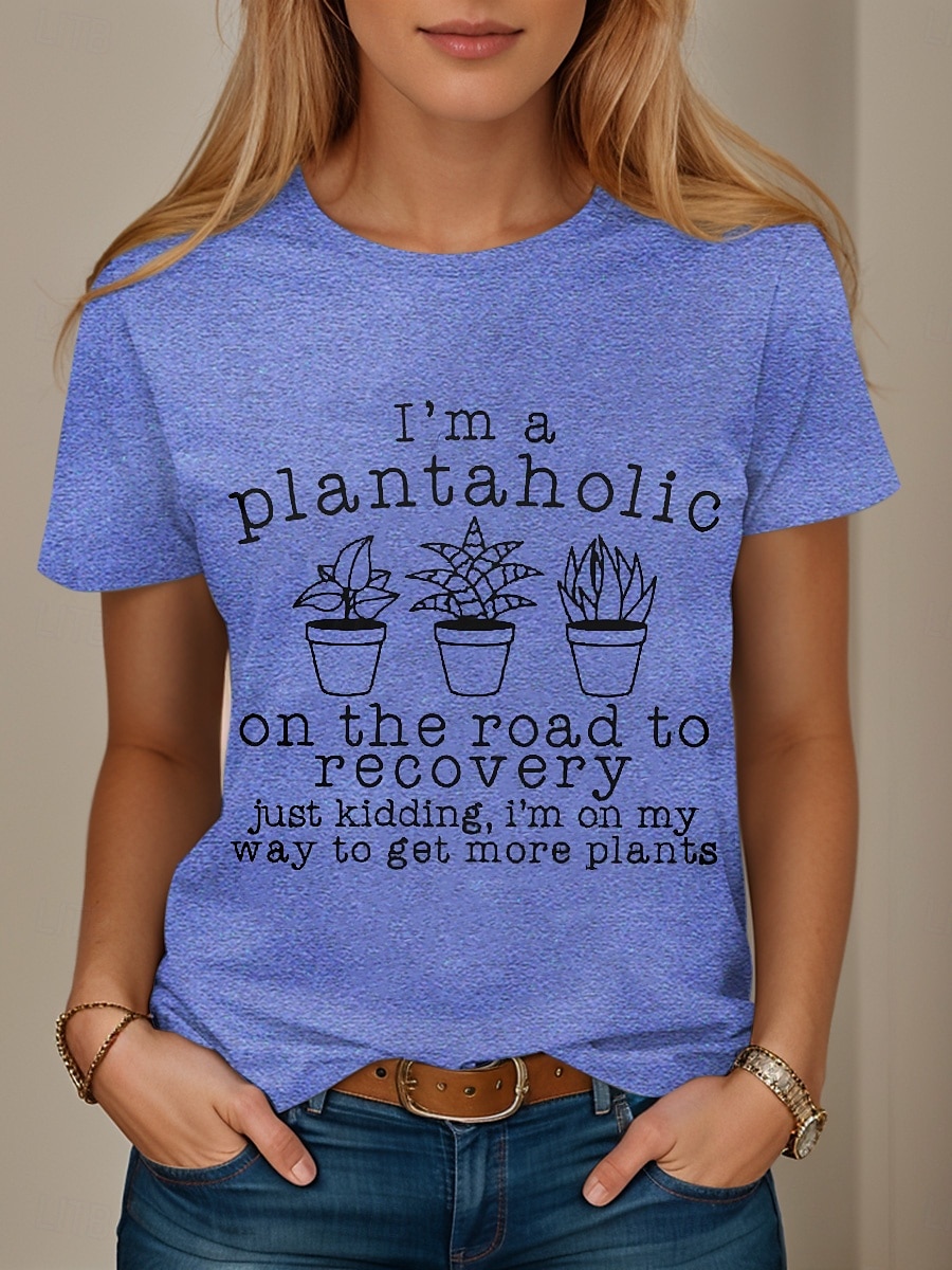 Femmes T-shirt Graphique Lettre Élégant Occasionnel Manche Courte Col rond Hauts Réguliers Quotidien Week-end Imprimé Noir Blanche Rose Claire Bleu Vert Été Printemps de 2025 ? $19.99 –P3