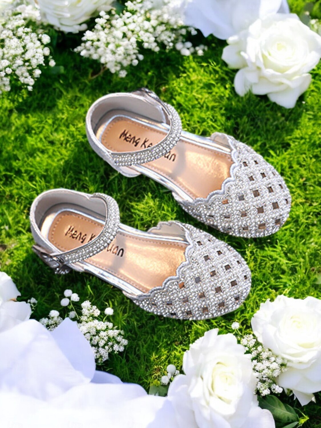 Glitzernde Mary-Jane-Schuhe für Mädchen mit Strasssteinen – elegante Schuhe mit gewelltem Rand für Hochzeiten und Partys 2026 - $19.99 –P3