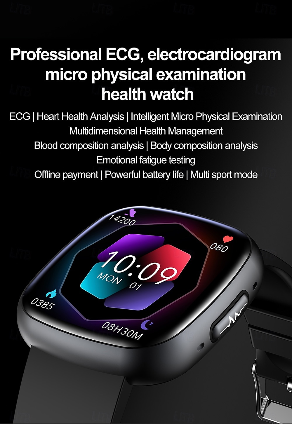Smart Watch Blood Glucose ECG Blood Pressure Body Temperature Monitor Android iOS IP68 1.75 2025 - $69.99 –P1