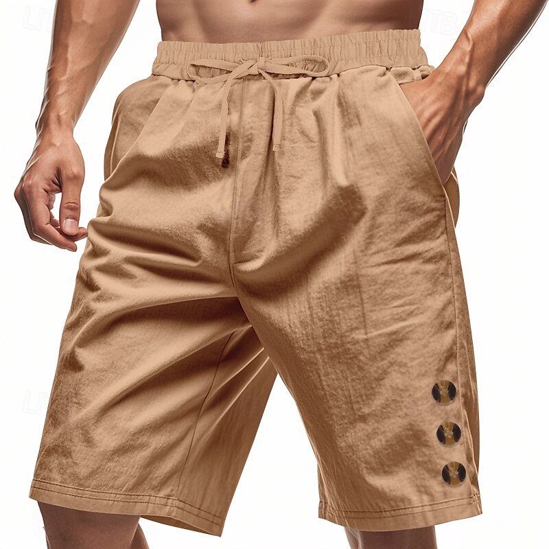 Bărbați Pantaloni Scurți Pantaloni scurți din in Pantaloni scurți de vară Pantaloni scurți de plajă Cordon Talie elastică Buton lateral Simplu Confort Respirabil Lungimea genunchiului În aer liber 2025 - $20.99 -P14