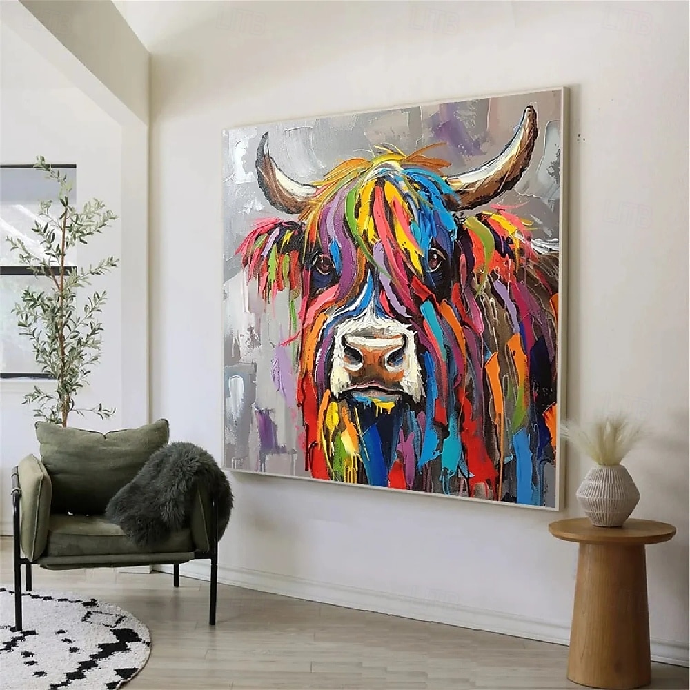 opera d'arte astratta mucca dipinto a olio dipinto a mano mucca su tela arte astratta extra large dipinto di animali con texture di grandi dimensioni pittura di animali grande tela arte murale del 2025 a $116.99 –P5