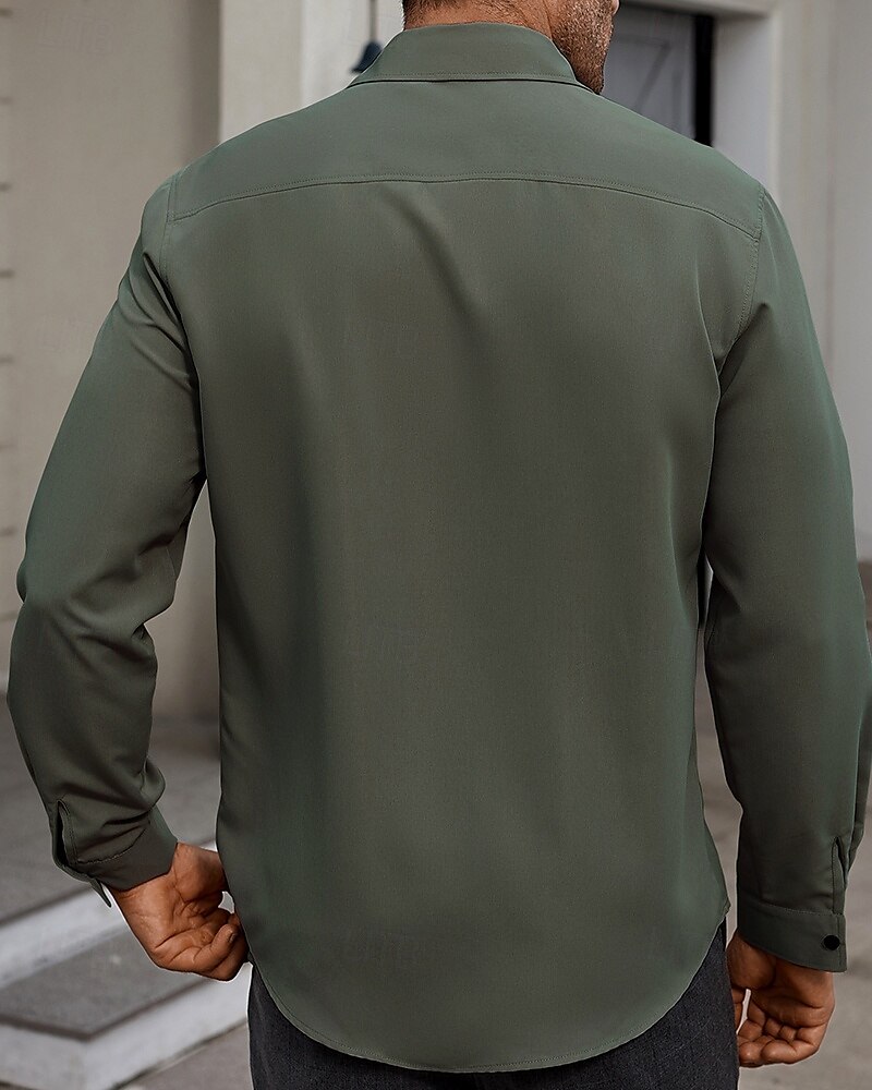 Per uomo Camicia Camicia Estiva Camicia casual Camicia da Spiaggia Camicia con Bottoni Bianco Borgogna Verde militare Manica Lunga Semplice Bavero Vacanza Camicia hawaiana Bottonato Abbigliamento del 2025 a $26.99 –P4