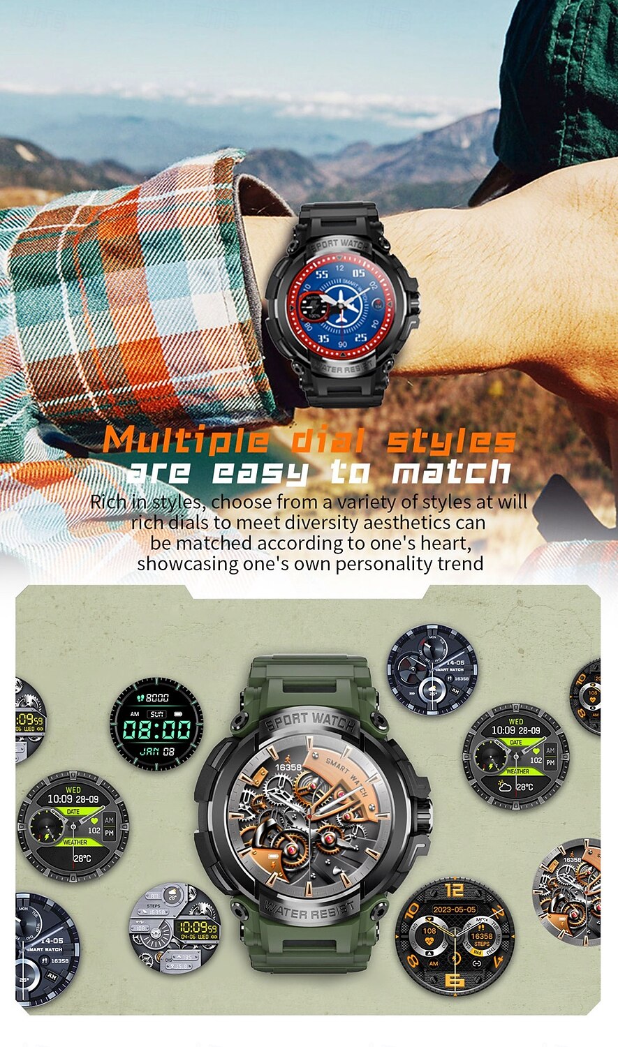 696 YDT90 שעון חכם מח Tracker כושר ECG PPG הודעת שיחה Bluetooth אנדרואיד iOS IP67 57 מ"מ 1.5" 2025 - $51.99 –P10