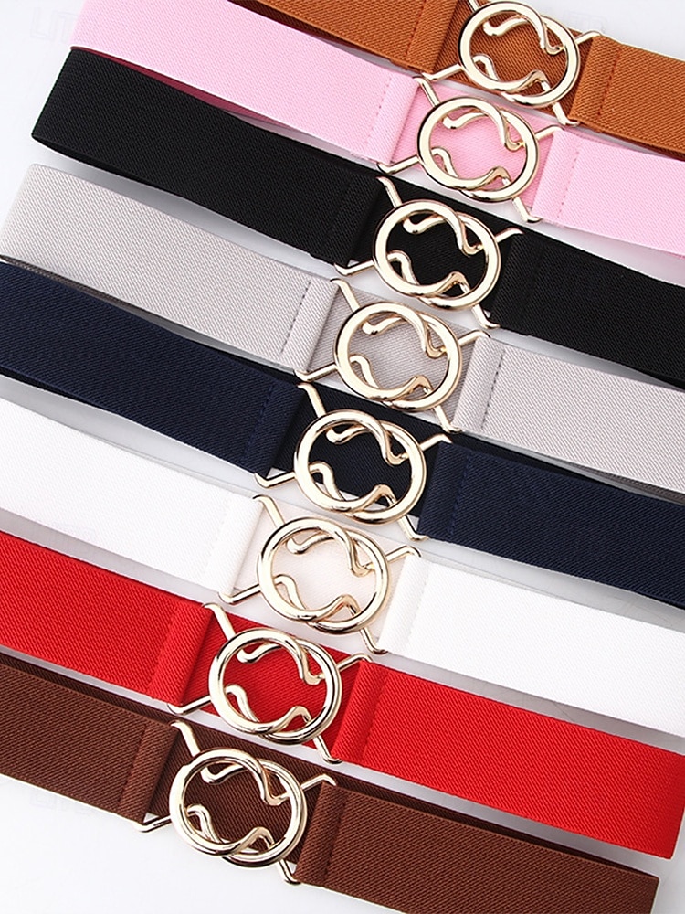 cinto elástico ajustável feminino com fivela de metal da moda - moderno e versátil - adequado para uso diário feminino e passeios casuais de 2025 por $9.99 –P5