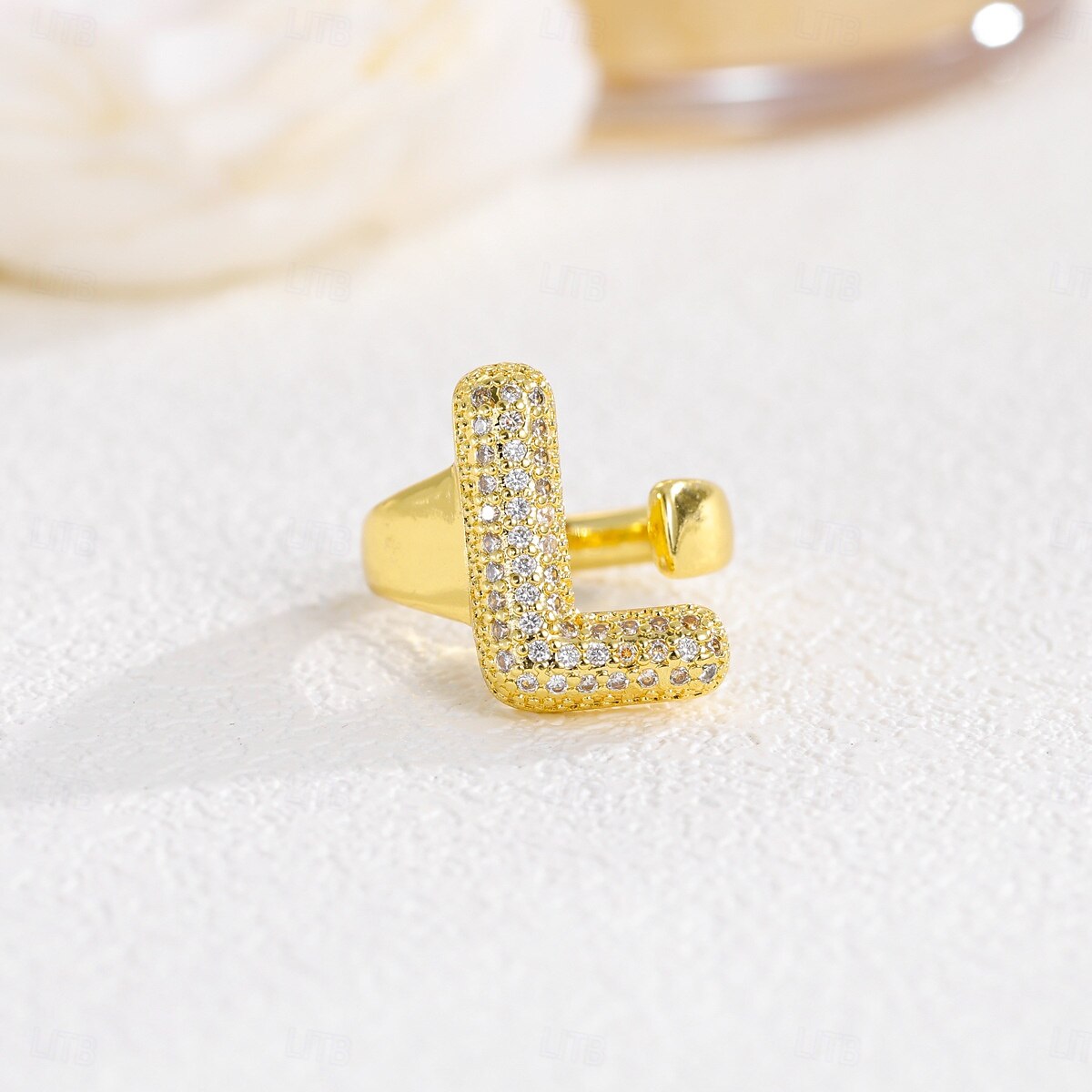 Personalized Letter Ring, Gift for Mom, 18K Gold Plated Adjustable Ring, Copper with Zircon, Open Band Initial Ring, Elegant and Stylish Jewelry for Women 2025 - AU $6.89 –P16
